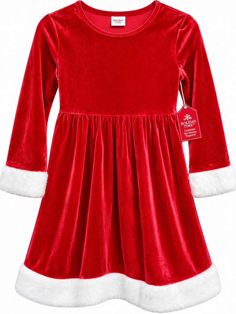 Holiday Time Red Velvet Girls' Holiday Dress